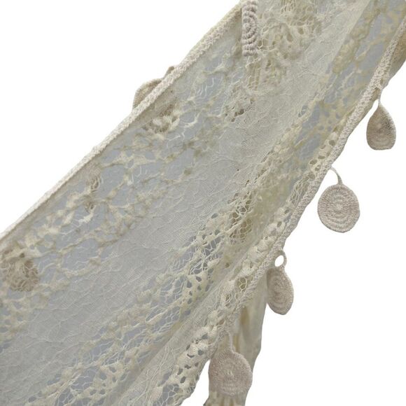 NWT Pier 1 Imports Scarf Nylon Blend Cream Dangle Doilies Boho Chic - Picture 9 of 16